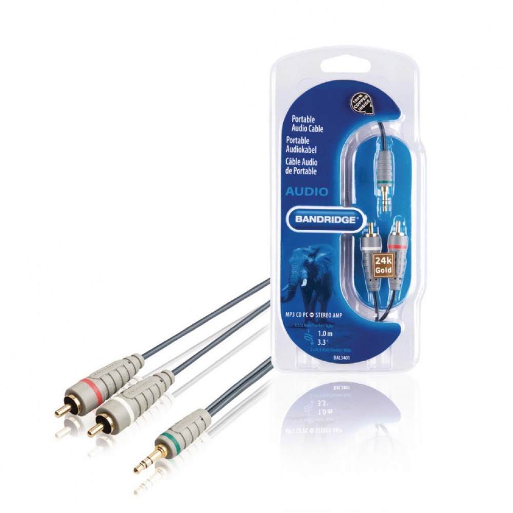 Cablu Audio Stereo Jack 3.5 T - 2XRCA 1M Bandridge BAL3401