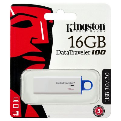 Flash Drive Kingston DT100 G4, 16GB, USB3.0, Alb