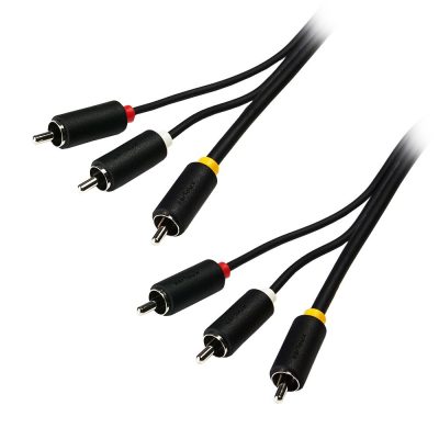 Cablu AudioVideo 3 x RCA T - 3 x RCA T, Palacat cu Nickel, 1.5M, Serioux SRXC-AV1.5M20