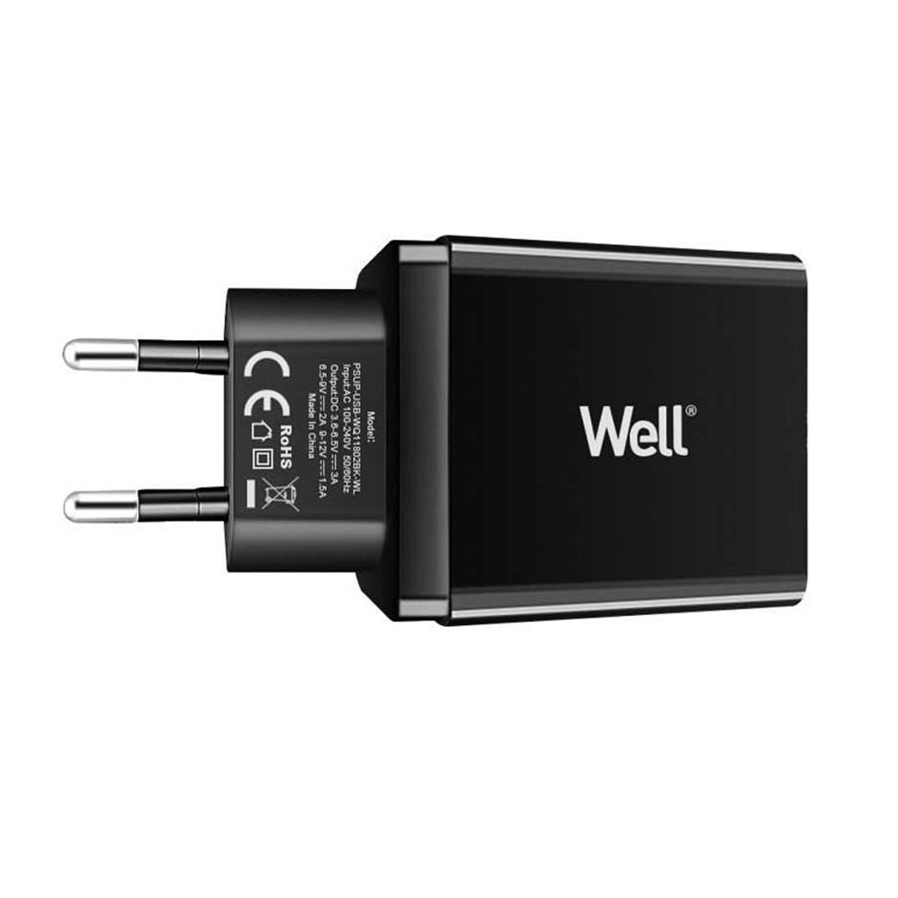 Alimentator USB Well PSUP-USB-WQ11802BK-WL QuickCharge3.0 18W